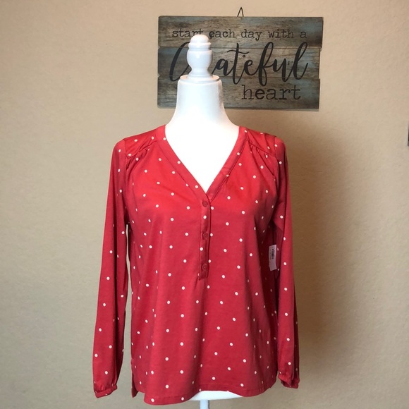 Old Navy Tops - Old Navy Orange long sleeve blouse with white